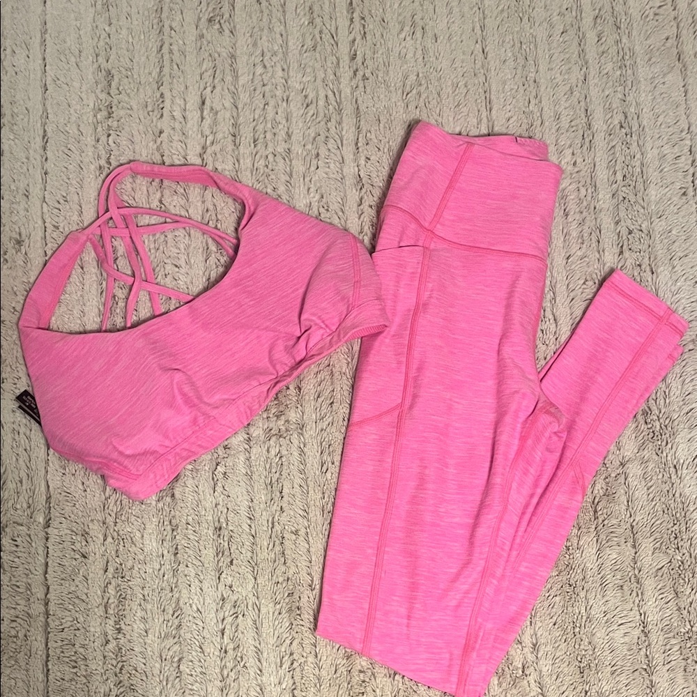 Pink Sports Bra and Leggings Set